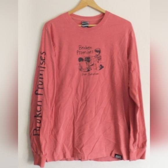 Broken Promises Post Internet Long Sleeve Red T Shirt Size Small - Picture 1 of 6